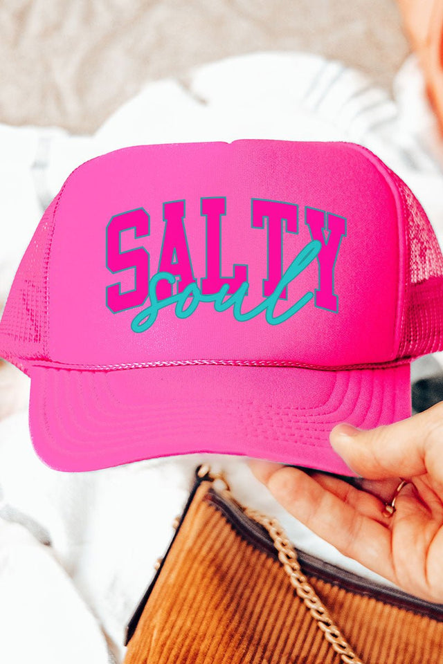 Salty Soul Color Block Otto Neon Pink Foam Front Trucker Hat - Wholesale Accessory Market
