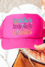 Stacked Colorful Teacher Otto Neon Pink Foam Front Trucker Hat - Wholesale Accessory Market
