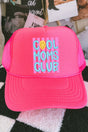 Striped Happy Cool Moms Club Otto Neon Pink Foam Front Trucker Hat - Wholesale Accessory Market