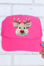 The Colorful Painted Reindeer Otto Neon Pink Foam Front Trucker Hat - Wholesale Accessory Market