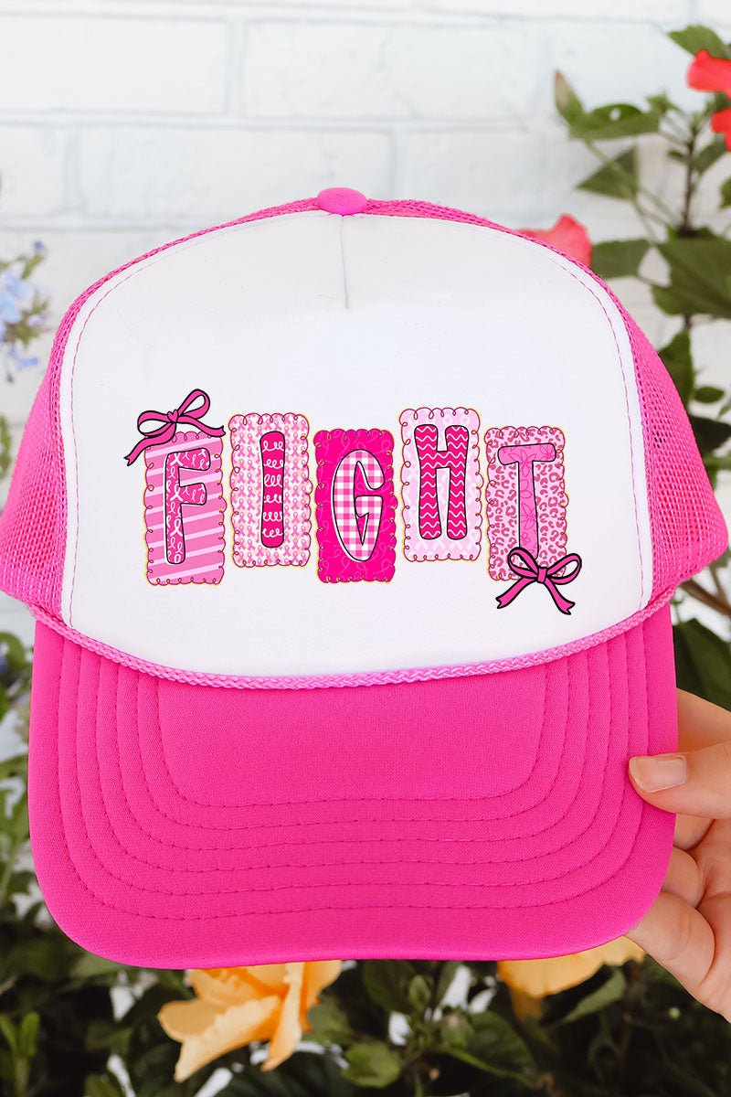 Pretty, Powerful, Pink Fight Otto Neon Pink with White Foam Front Trucker Hat - Wholesale Accessory Market