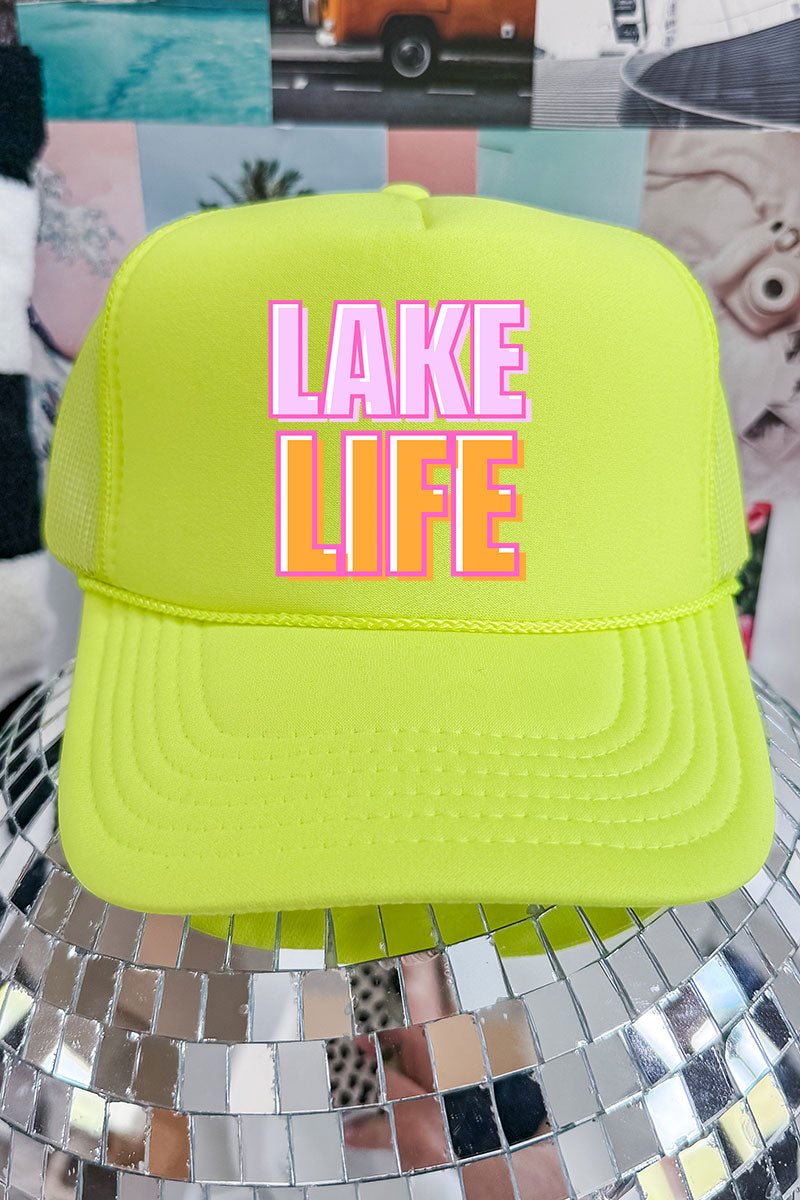 Golden Hour Lake Life Otto Neon Yellow Foam Front Trucker Hat - Wholesale Accessory Market