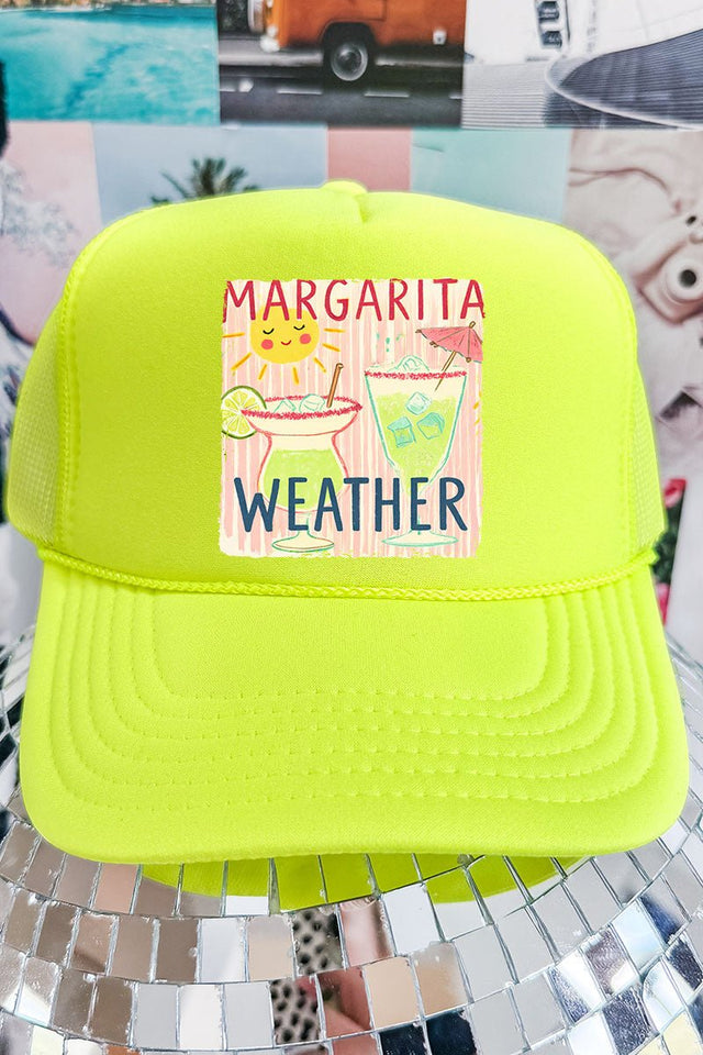 Sip The Sunshine Margarita Weather Otto Neon Yellow Foam Front Trucker Hat - Wholesale Accessory Market