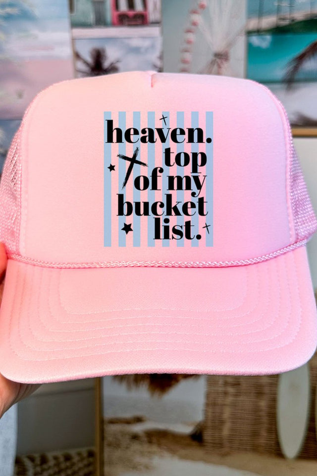 Heaven, Top Of My Bucket List Otto Pink Foam Front Trucker Hat - Wholesale Accessory Market