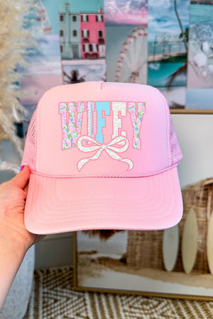 Ribboned Roses Wifey Otto Foam Front Trucker Hat - Wholesale Accessory Market