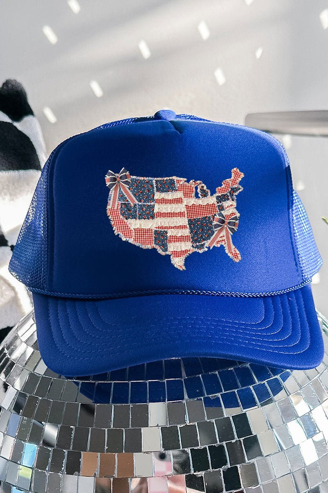 Faux Patchwork USA Map Otto Royal Foam Front Trucker Hat - Wholesale Accessory Market