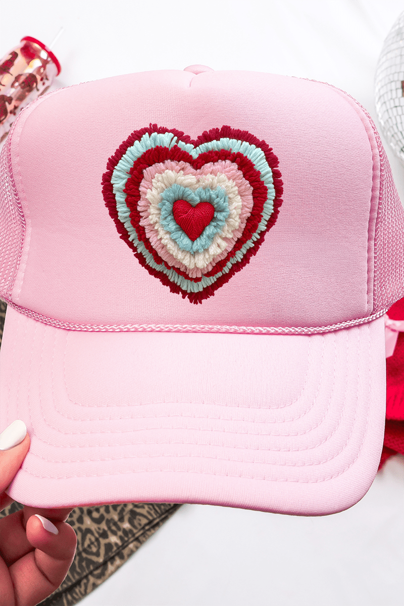Faux Yarn Heart Collection Otto Soft Pink Foam Front Trucker Hat - Wholesale Accessory Market