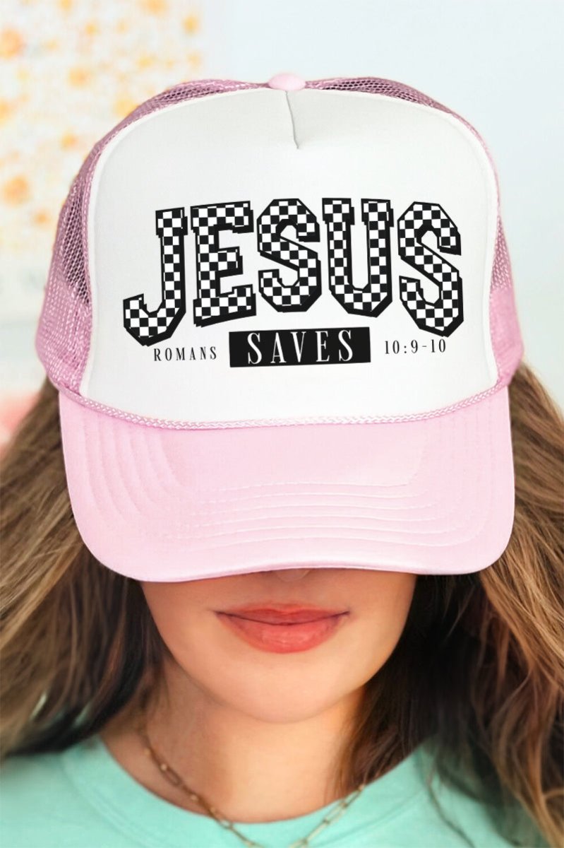 Jesus Saves Otto Soft Pink with White Foam Front Trucker Hat - Wholesale Accessory Market