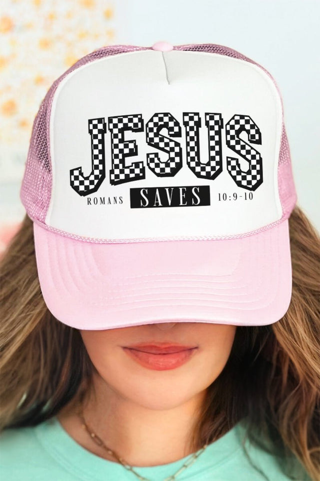Jesus Saves Otto Soft Pink with White Foam Front Trucker Hat - Wholesale Accessory Market