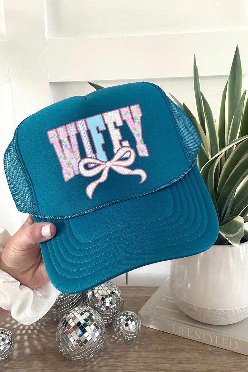 Ribboned Roses Wifey Otto Foam Front Trucker Hat - Wholesale Accessory Market