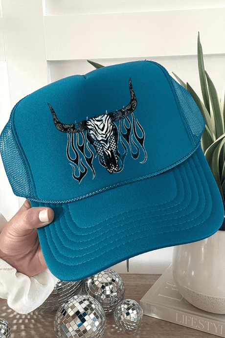 Smokin' Steer Otto Turquoise Foam Front Trucker Hat - Wholesale Accessory Market