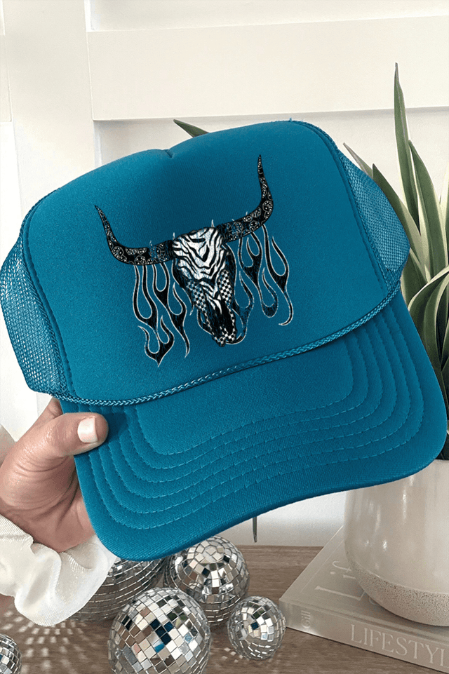 Smokin' Steer Otto Turquoise Foam Front Trucker Hat - Wholesale Accessory Market