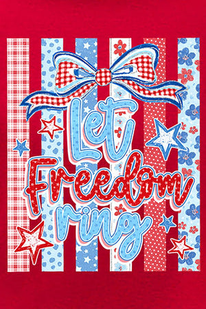 Striped Coquette Let Freedom Ring Short Sleeve Relaxed Fit T-Shirt - Wholesale Accessory Market