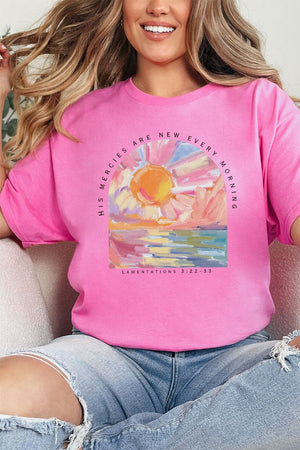 Watercolor His Mercies Are New Short Sleeve Relaxed Fit T-Shirt - Wholesale Accessory Market