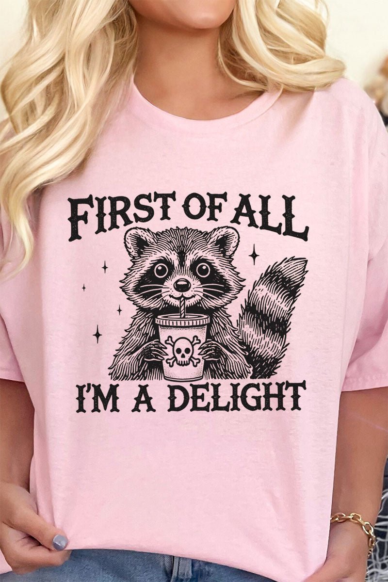 Sm Racoon I'm A Delight Raccoon Short Sleeve Relaxed Fit T-Shirt | Wholesale ...