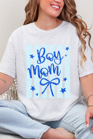 Striped Stars Boy Mom Short Sleeve Relaxed Fit T-Shirt - Wholesale Accessory Market