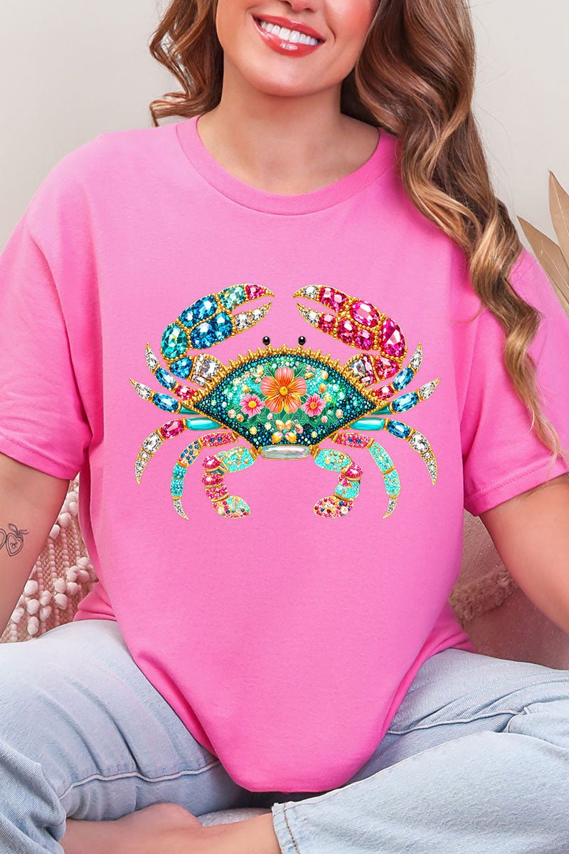 Seaside Sparkle Crab Short Sleeve Relaxed Fit T-Shirt - Wholesale Accessory Market