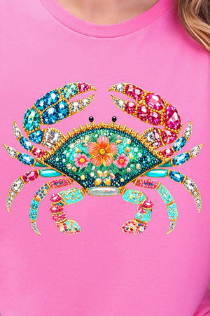 Seaside Sparkle Crab Short Sleeve Relaxed Fit T-Shirt - Wholesale Accessory Market