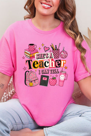 She's A Teacher I Can Tell Short Sleeve Relaxed Fit T-Shirt - Wholesale Accessory Market