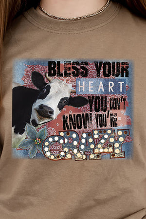 Cow Bless Your Heart Short Sleeve Relaxed Fit T-Shirt - Wholesale Accessory Market