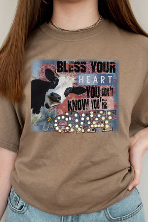 Cow Bless Your Heart Short Sleeve Relaxed Fit T-Shirt - Wholesale Accessory Market