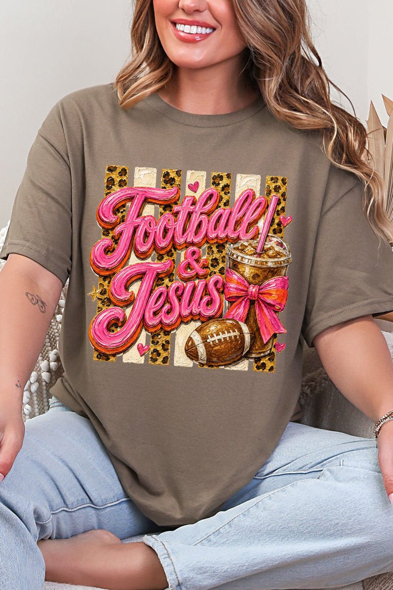 Pink Painted Football & Jesus Short Sleeve Relaxed Fit T-Shirt - Wholesale Accessory Market