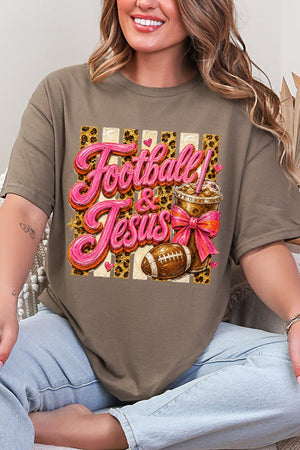 Pink Painted Football & Jesus Short Sleeve Relaxed Fit T-Shirt - Wholesale Accessory Market