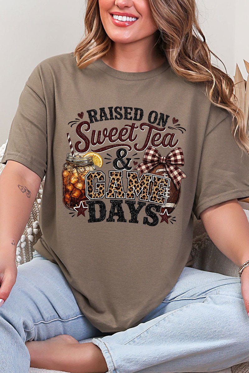 Raised On Sweet Tea & Game Days Short Sleeve Relaxed Fit T-Shirt - Wholesale Accessory Market