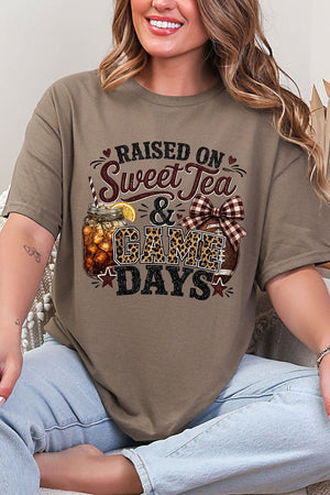 Raised On Sweet Tea & Game Days Short Sleeve Relaxed Fit T-Shirt - Wholesale Accessory Market