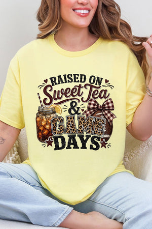 Raised On Sweet Tea & Game Days Short Sleeve Relaxed Fit T-Shirt - Wholesale Accessory Market