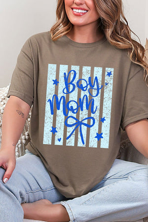 Striped Stars Boy Mom Short Sleeve Relaxed Fit T-Shirt - Wholesale Accessory Market