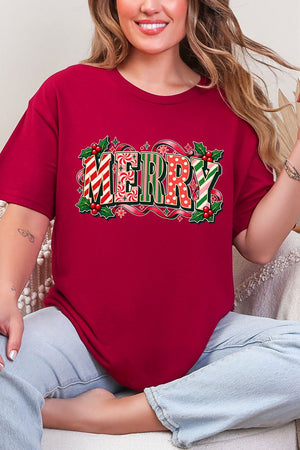 Peppermint Merry Short Sleeve Relaxed Fit T-Shirt - Wholesale Accessory Market