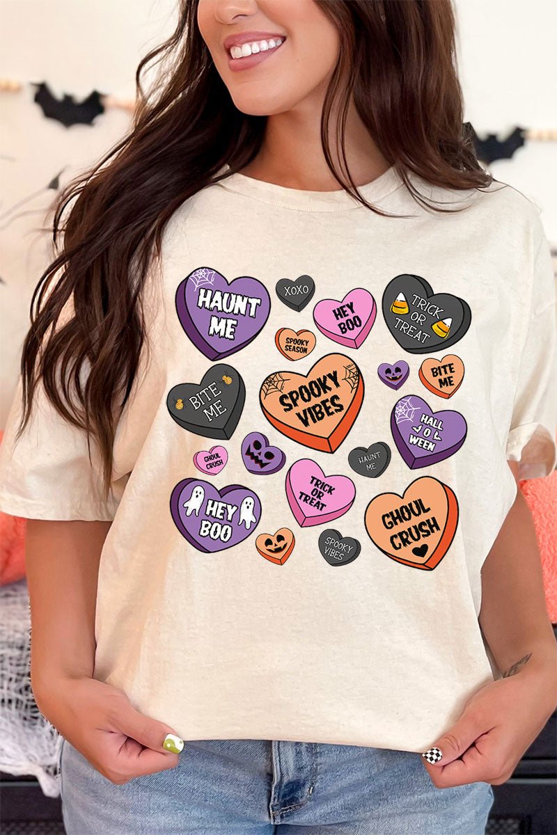 Halloween Candy Hearts Short Sleeve Relaxed Fit T-Shirt