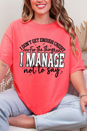 Manage Not To Say Short Sleeve Relaxed Fit T-Shirt - Wholesale Accessory Market