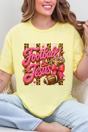 Pink Painted Football & Jesus Short Sleeve Relaxed Fit T-Shirt - Wholesale Accessory Market