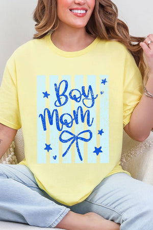 Striped Stars Boy Mom Short Sleeve Relaxed Fit T-Shirt - Wholesale Accessory Market