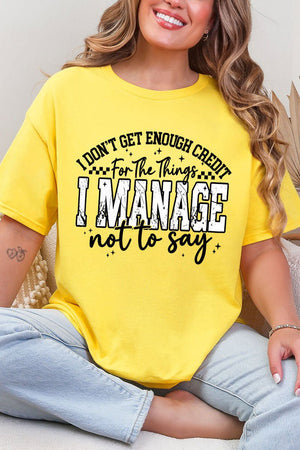 Manage Not To Say Short Sleeve Relaxed Fit T-Shirt - Wholesale Accessory Market