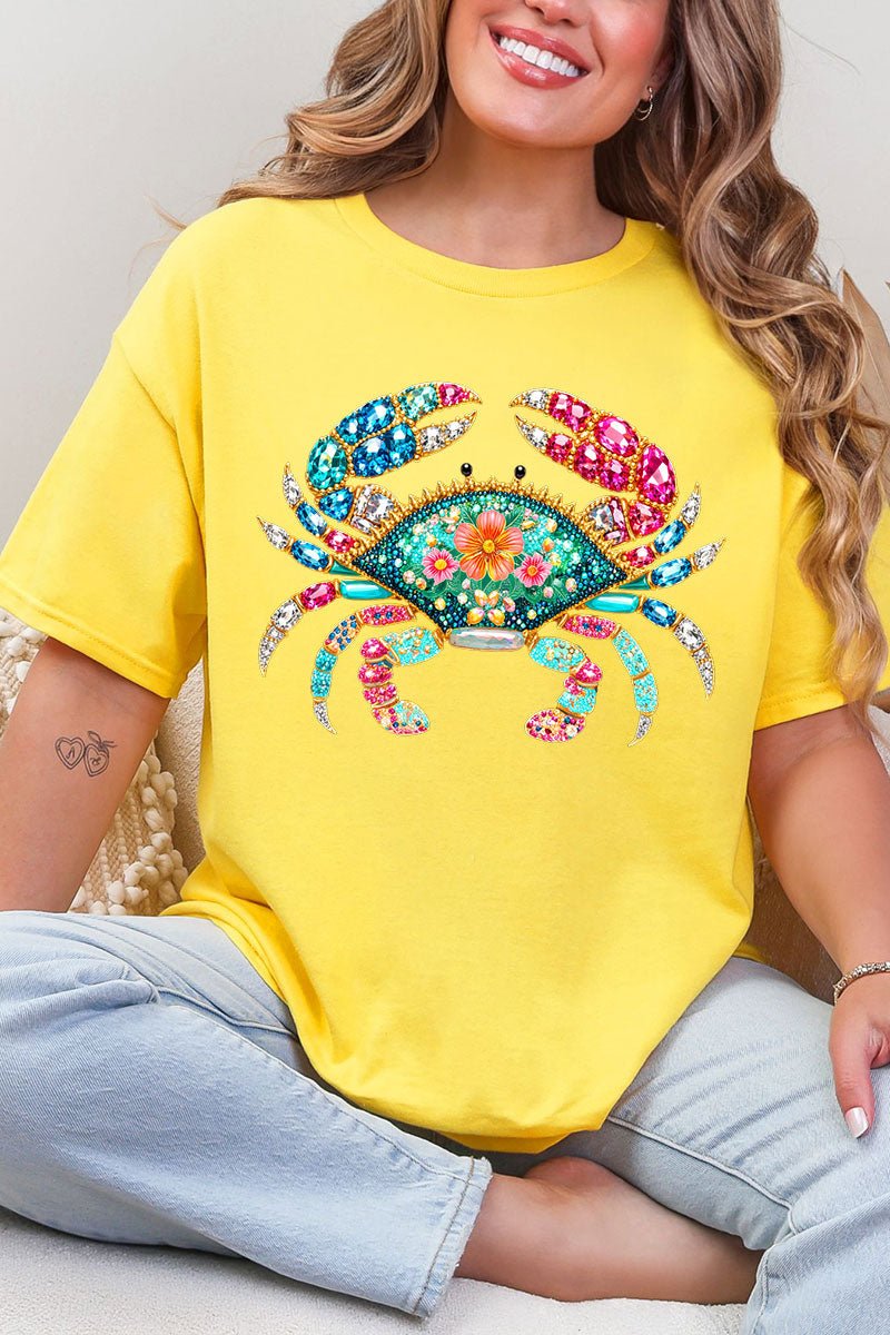 Seaside Sparkle Crab Short Sleeve Relaxed Fit T-Shirt - Wholesale Accessory Market