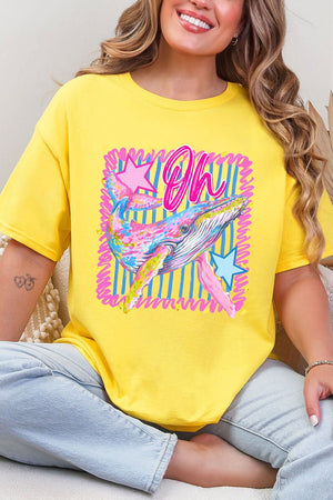 Striped Oh Whale Short Sleeve Relaxed Fit T-Shirt - Wholesale Accessory Market