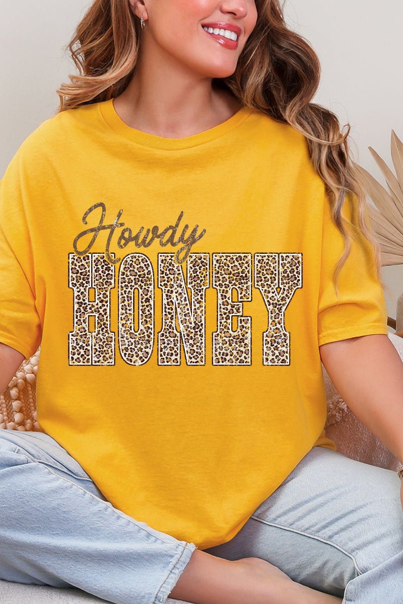 Leopard Howdy Honey Short Sleeve Relaxed Fit T-Shirt - Wholesale Accessory Market