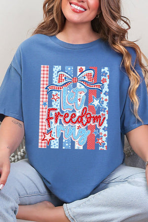 Striped Coquette Let Freedom Ring Short Sleeve Relaxed Fit T-Shirt - Wholesale Accessory Market