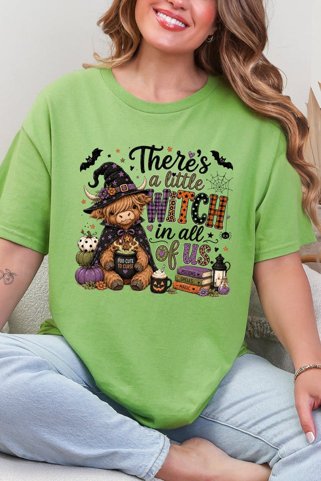 Little Witch Highland Cow Short Sleeve Relaxed Fit T-Shirt - Wholesale Accessory Market