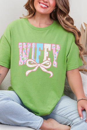 Ribboned Roses Wifey Short Sleeve Relaxed Fit T-Shirt - Wholesale Accessory Market