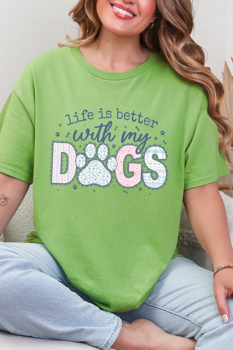 With My Dogs Floral Reverie Short Sleeve Relaxed Fit T-Shirt - Wholesale Accessory Market