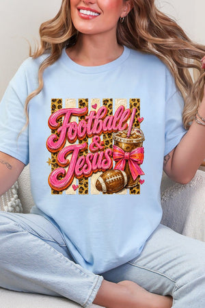 Pink Painted Football & Jesus Short Sleeve Relaxed Fit T-Shirt - Wholesale Accessory Market