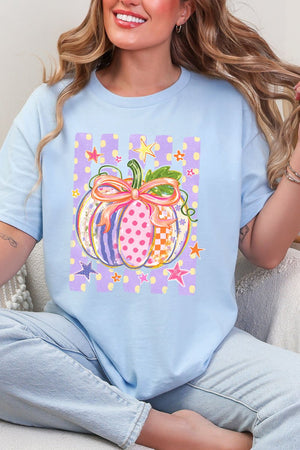 Pretty Patchwork Pumpkin Short Sleeve Relaxed Fit T-Shirt - Wholesale Accessory Market
