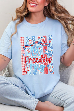 Striped Coquette Let Freedom Ring Short Sleeve Relaxed Fit T-Shirt - Wholesale Accessory Market