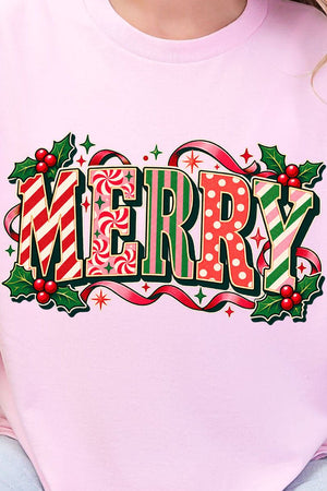 Peppermint Merry Short Sleeve Relaxed Fit T-Shirt - Wholesale Accessory Market