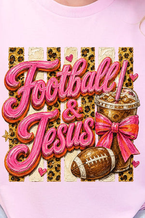 Pink Painted Football & Jesus Short Sleeve Relaxed Fit T-Shirt - Wholesale Accessory Market