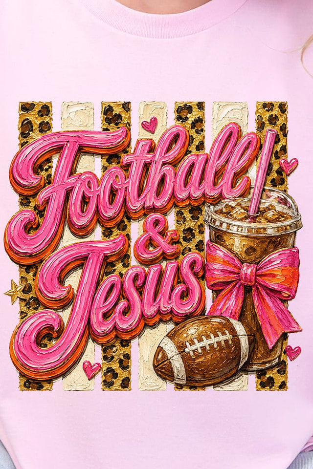 Pink Painted Football & Jesus Short Sleeve Relaxed Fit T-Shirt - Wholesale Accessory Market